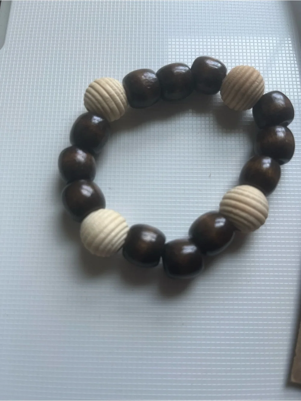 Handcrafted Brown and Cream Beaded Men’s Bracelet